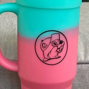 Buc-EE’s 32oz.silicone handled glass w/ lid & straw